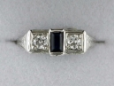 White Gold Sapphire and Diamond Estate Ring