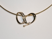 Yellow Gold Diamond Pendant and Omega Chain Necklace
