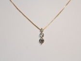 Yellow Gold Three Diamond Pendant Necklace