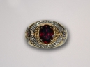 Red Tourmaline, Tanzanite and Diamond Ring
