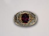 Red Tourmaline, Tanzanite and Diamond Ring