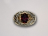 Red Tourmaline, Tanzanite and Diamond Ring
