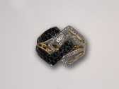 Yellow Gold, Black & White Diamond Ring