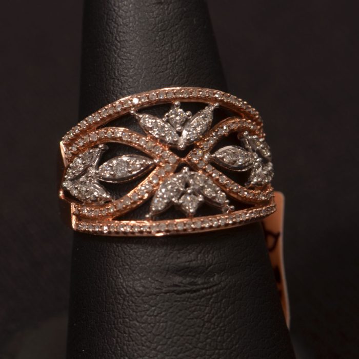 Lady's 10k rose + white gold diamond band engagement ring available at John Wallick Jewelers in Sun City, Arizona near Phoenix, AZ