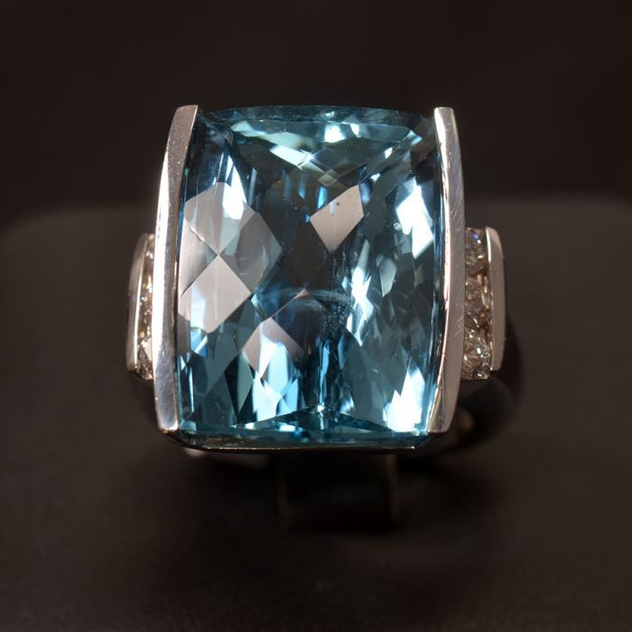 14kt White Gold, Blue Topaz and Diamond Ring at John Wallick Jewelers in Sun City, Arizona near Phoenix, AZ