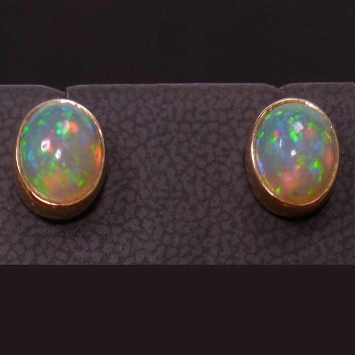 14K yellow gold opal earrings available at John Wallick Jewelers in Sun City, Arizona near Phoenix, AZ