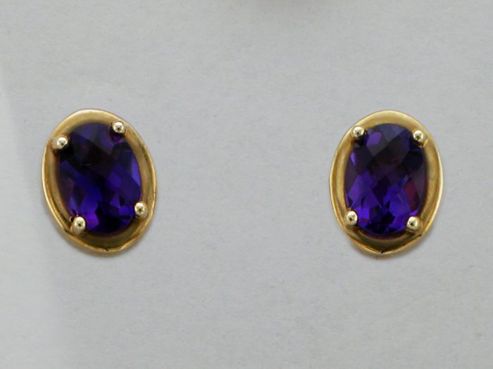 14k Yellow Gold Amethyst Earrings at John Wallick Jewelers in Sun City, Arizona near Phoenix, AZ