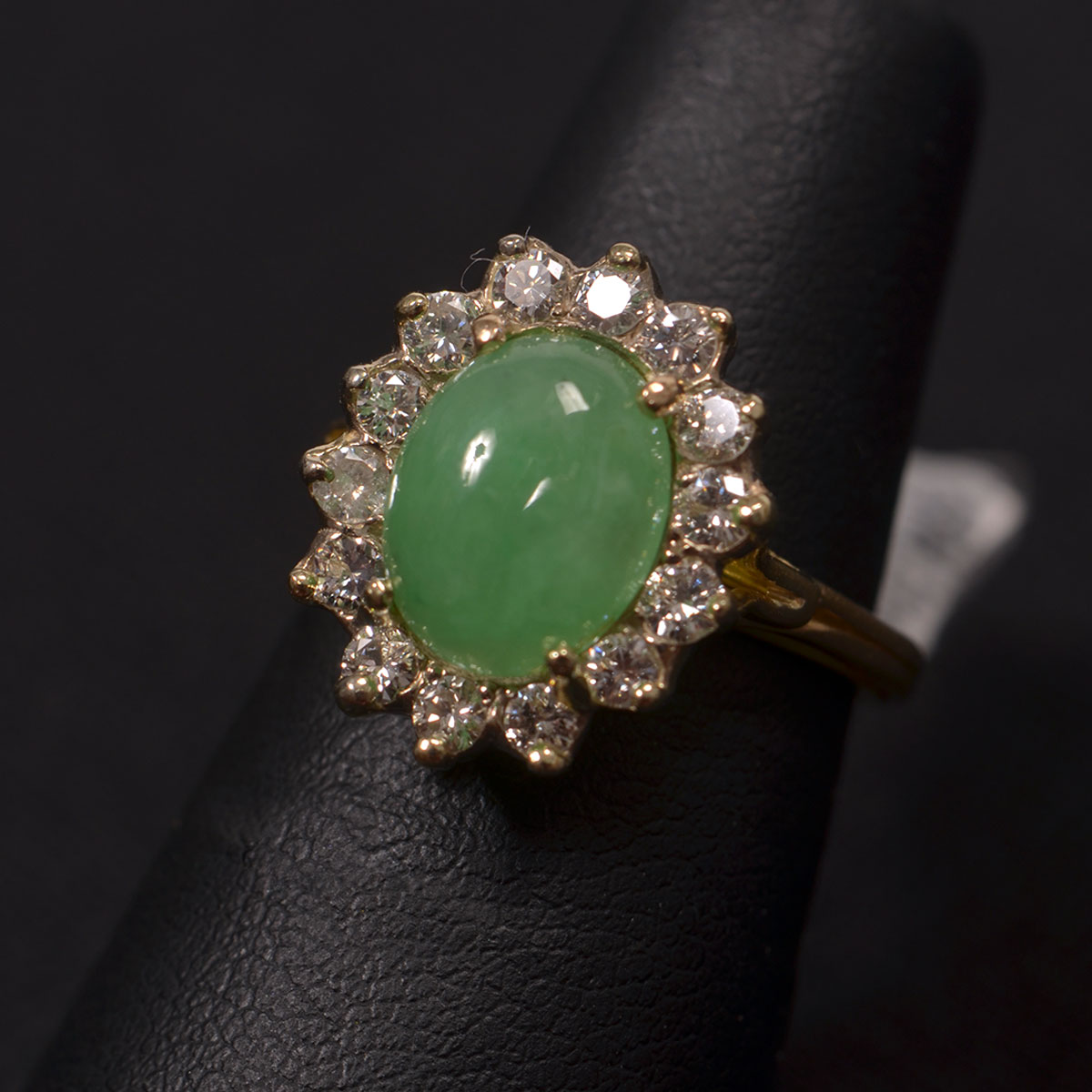 14kt Yellow Gold Jade and Diamond Ring