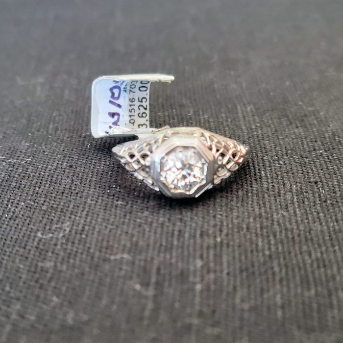 14kt White Gold Vintage Collection Filigree Diamond Ring available at John Wallick Jewelers in Sun City, Arizona near Glendale, AZ