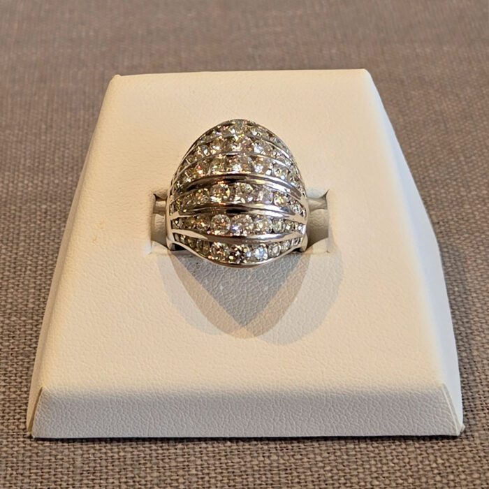 14kt White Gold Fancy Dome Shape Diamond Ring at John Wallick Jewelers in Sun City, Arizona