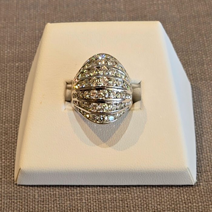 14kt White Gold Fancy Dome Shape Diamond Ring at John Wallick Jewelers in Sun City, Arizona