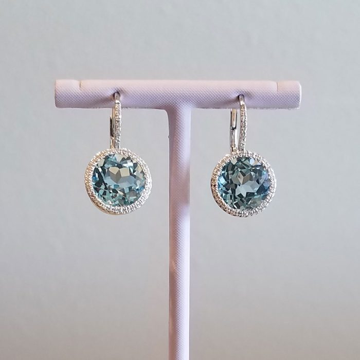 Blue Topaz and Diamonds, White Gold Earrings available at John Wallick Jewelers in Sun City, AZ near Glendale, Arizona