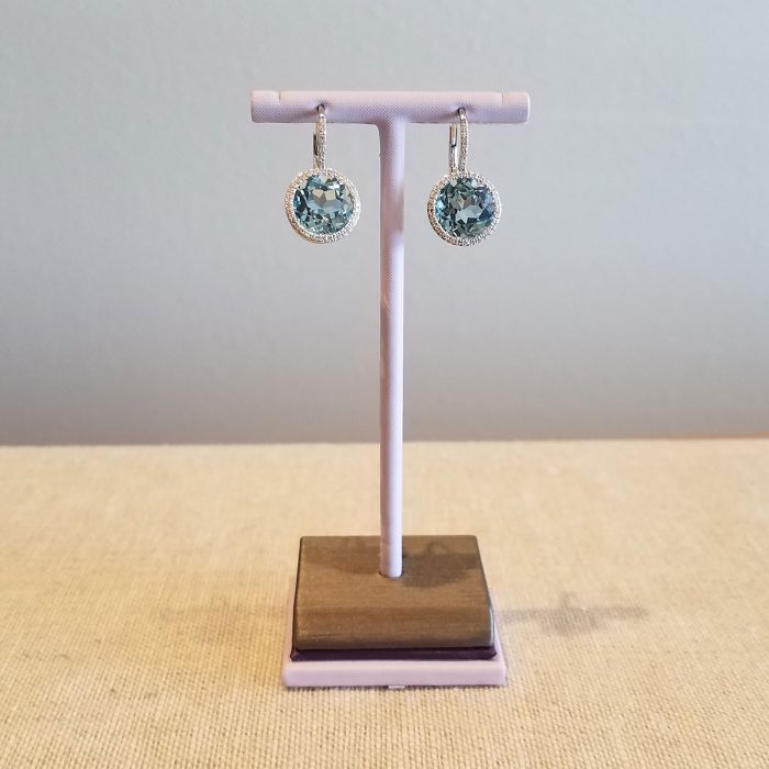 Blue Topaz and Diamonds, White Gold Earrings available at John Wallick Jewelers in Sun City, AZ near Glendale, Arizona