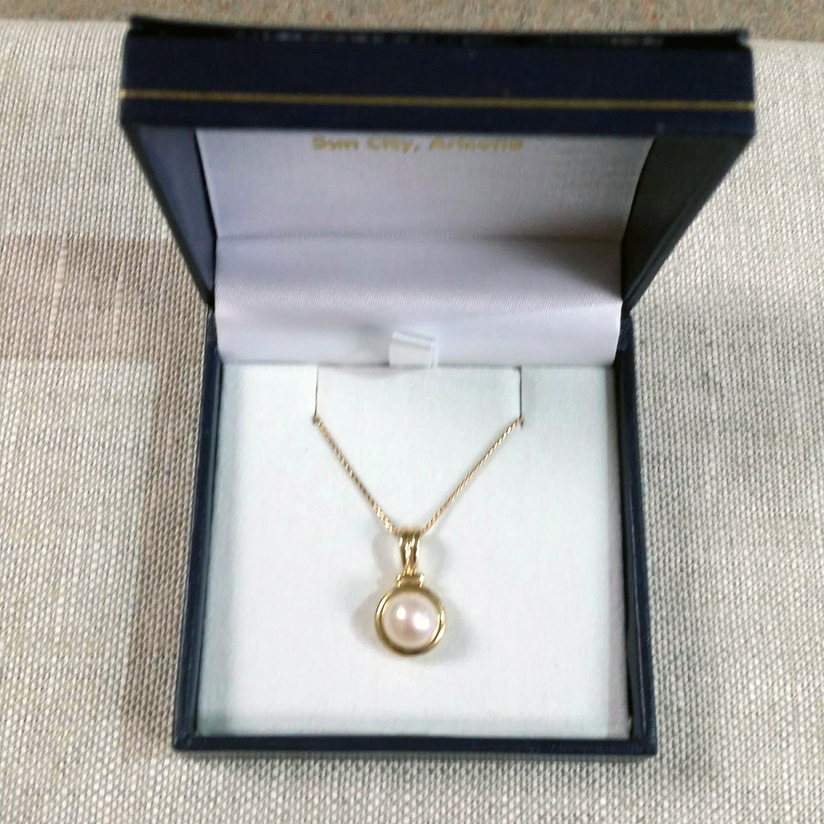 Lady’s Yellow Gold Pendant-with Pearl Pearl Jewelry available at John Wallick Jewelers in Sun City, Arizona
