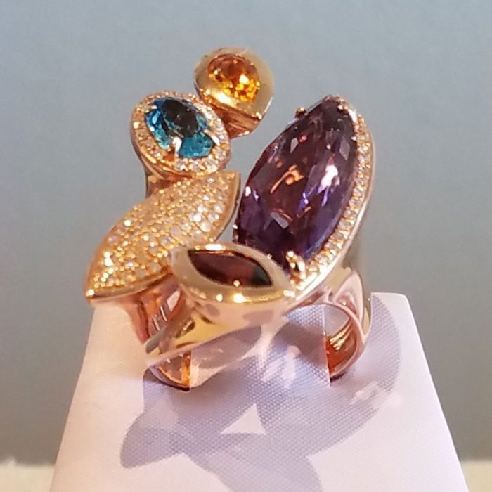 Multicolored Sapphire and Diamond Ring available at John Wallick Jewelers in Sun City, AZ near Glendale, Arizona