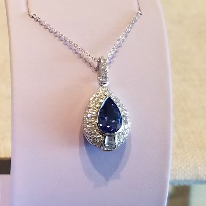 Tanzanite and Diamonds, White Gold Pendant available at John Wallick Jewelers in Sun City, AZ near Glendale, Arizona