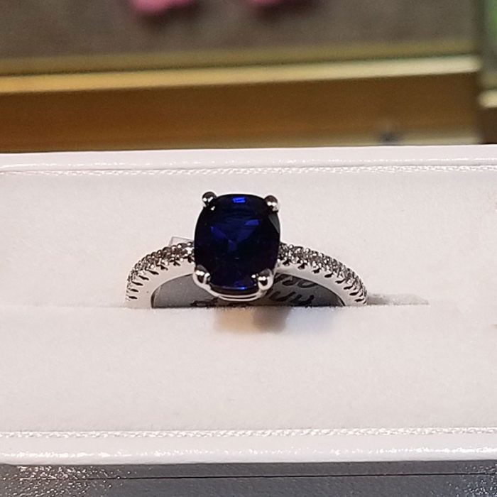 Sapphire and Diamonds, White Gold Ring at John Wallick Jewelers in Sun City, Arizona near Glendale and Phoenix, AZ