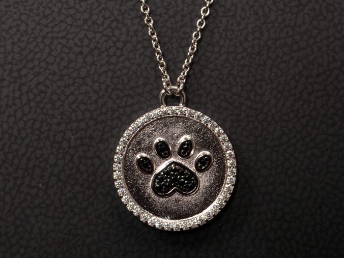 Sterling Silver CZ Black Paw Pendant Chain Necklace available at John Wallick Jewelers in Sun City, Arizona near Phoenix, AZ