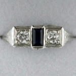 John Wallick Jewelers: White Gold Sapphire and Diamond Antique Estate Ring