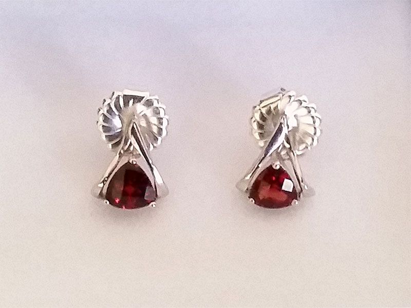 Garnet Earrings available at John Wallick Jewelers, in Sun City, Arizona, near Phoenix, AZ