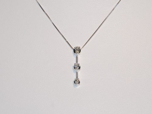 John Wallick Jewelers: White Gold Three Diamond Pendant Necklace
