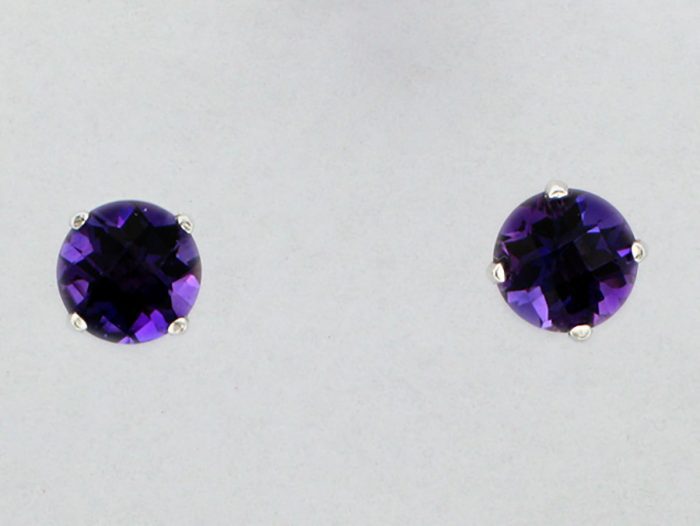White Gold Amethyst Stud Earrings at John Wallick Jewelers in Sun City, Arizona near Phoenix, AZ